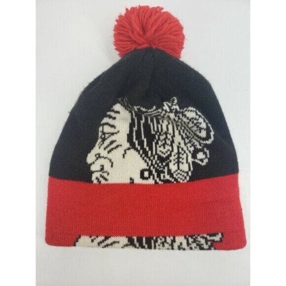 Chicago Blackhawks Toque Beanie Cuffed Knit Hat Pom Pom NHL Logo CCM Hoc… - Picture 2 of 12